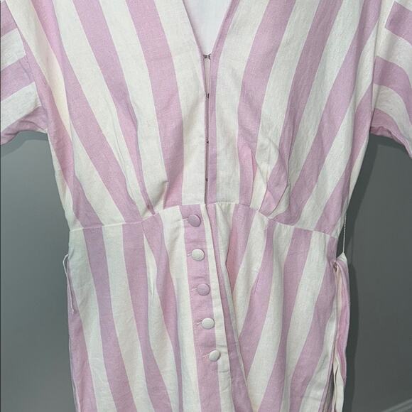 Buddy Love Audrey Pink and White Striped One Piece Romper Women's Small NWOT - Picture 3 of 7